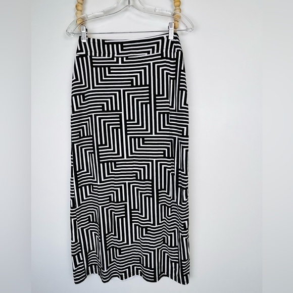 Anthropologie square print black and white Full stretchy Skirt size S - Picture 3 of 8